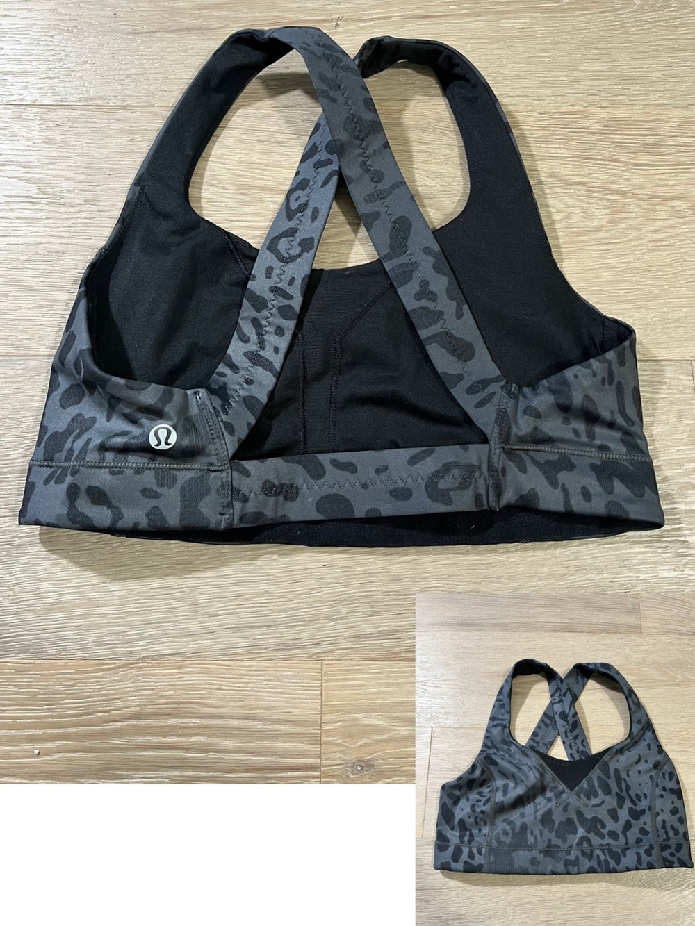 Lululemon In A Flash Bra II Animal Swirl Deep Coal Black Size 6